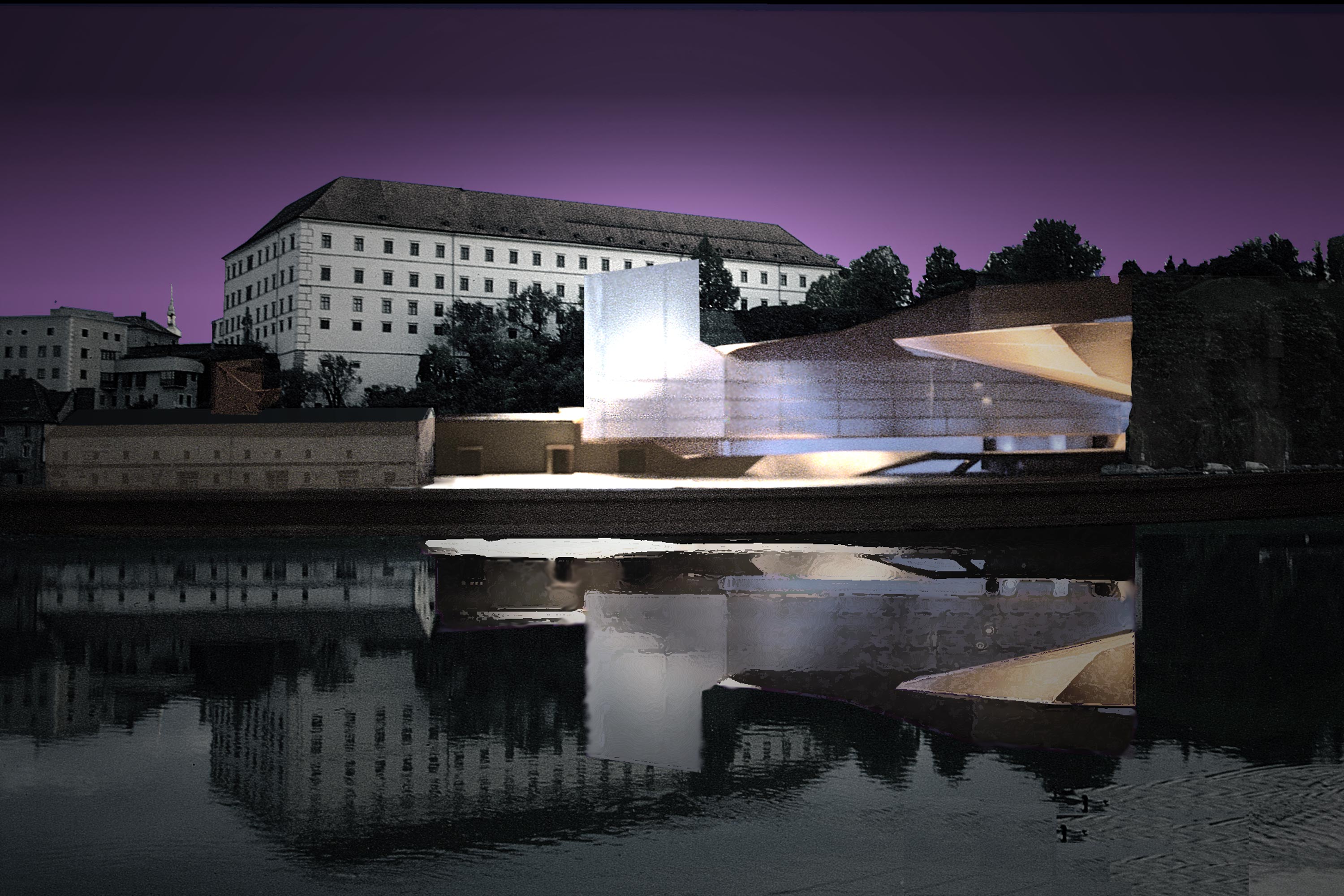 Musiktheater im Linzer Schlossberg, Collage. Berger+Parkkinen Architekten